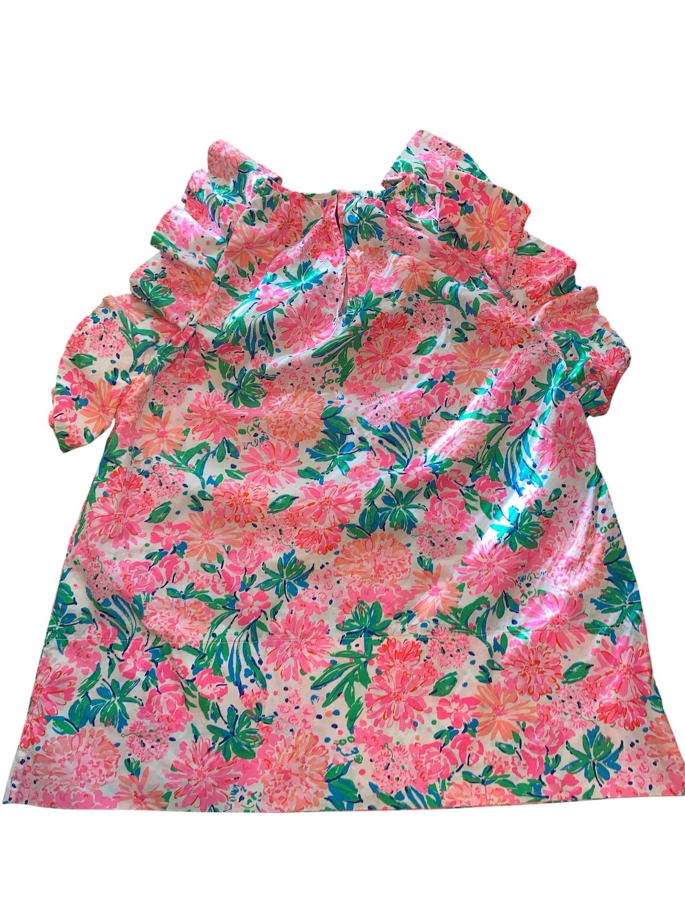 Lilly Pulitzer Pink & Green Floral Ruffle Shell - Picture 3 of 6